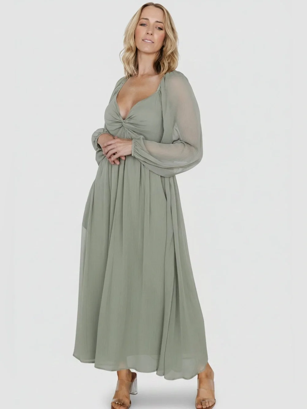 Baltic born Dione midi dress dusty Olive green size medium nwt wedding event - Picture 8 of 9